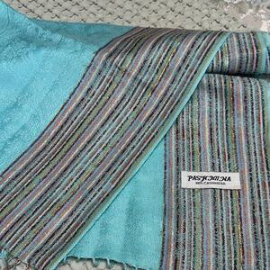 Pashmina Turquoise Scarf with Multicolor Stripes